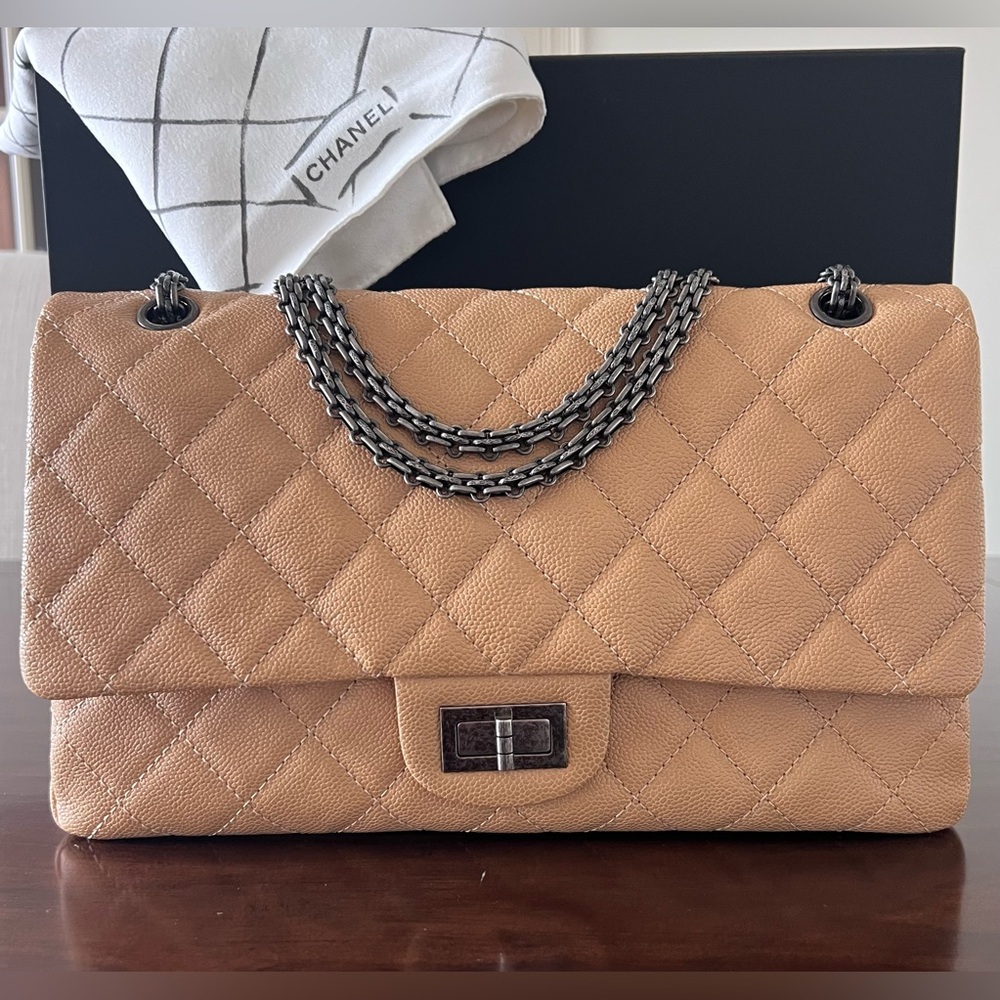 SOLD Chanel Caviar Reissue Double Flap 227 Beige with Antiqued Silver Hardware